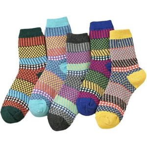 Warme Sokken - Huissokken - Set van 5 paar - Dames/Heren - Warme Winter Sokken set - Thuissokken - Verwarmde sokken - Dikke Sokken - Slofsokken - Vintage Winter Sokken - Fluffy Sokken - maat 35-40