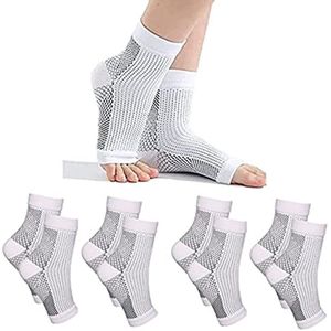 Compressiekousen - Soothe Relief - Verlicht hielspoor & voetpijn - Voor sport & herstel - Enkelbrace - Voor volwassenen - Wit - L/XL - 4 paar