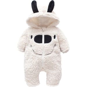Budino® Baby Onesie - Baby Romper - Baby Pyjama - Baby Pakje - Baby Verkleedkleding - Baby Kostuum - Dier - Smile Beer - Wit - maat 62