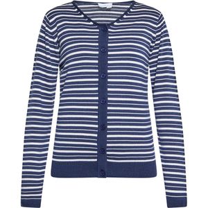 usha BLUE LABEL - Gebreid Vest - Marine/Wit - Slanke Pasvorm - Lange Mouw