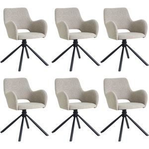 Colenis® - Roma Eetkamerstoel - Set Van 6 - Beige - Bouclé - Design - Industrieel - Metalen poten