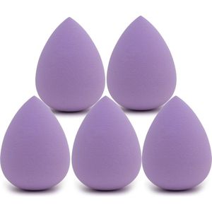 Intirilife Set van 5 Make Up Spons Egg Makeup Sponge in Light Purple - Zachte Beauty Blender voor Foundation en Concealer Cosmetische Make Up Spons voor Cream en Liquid Foundation Powder