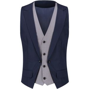 Allthemen Heren Vest met gepatchte col - Heren Gilet Slank business vest voor formeel en casual - M
