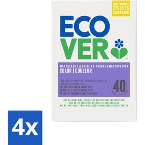 4 x Ecover - Waspoeder Color - Voor gekleurde was - 3 kg - 40 wasbeurten - Waspoeder - Gekleurde Kleding - Wasmiddelen - Ecologisch - Biologisch Afbreekbaar