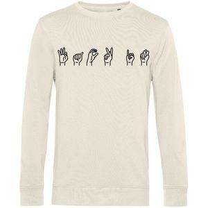 7431 - Sweater - Gebarentaal; Fack it-Off White-XL