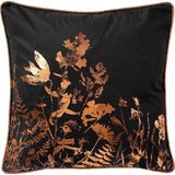 Dutch Decor DALIA - Sierkussen met bloemenpatroon 45x45 cm Raven - zwart - Inclusief binnenkussen