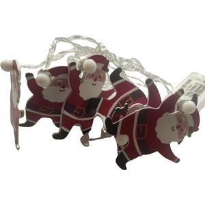 Decoratieve Kerstverlichting - Kerstman - 10 x led - Warm Wit - Exclusief 2 x AA - Lichtslinger - Binnen
