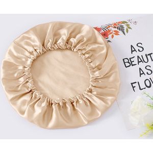 Linnen & Silk Zijden Slaapmuts OEKO-TEX Standard 100 19 Momme 100% 6A Pure Silk ""Care Your Hair"" Silk Bonnet -Satin Champagne