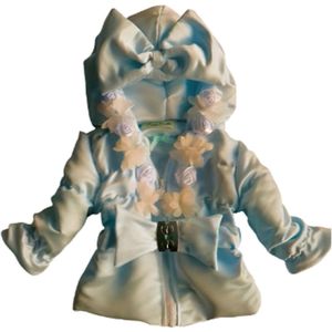 Maat 110 Zomerjas Blauw voor baby en kind Jas kinderjas met tule bloem babyblauw strik met riem ceintuur