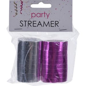 Tom Serpentines Party 4 Meter Papier Roze/zilver 2 Stuks