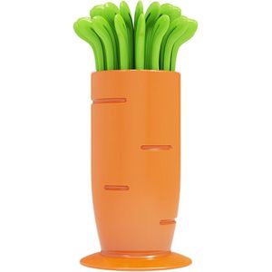 Set van 30 herbruikbare wortel fruitvorken mini-vorken prikkers voor lunchbox feestmiddag thee verjaardagsfeest oranje