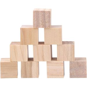 Unfinished Wooden Blocks for Puzzle Making Crafts and DIY Projects - Natural Wood 10 mm/50 Pieces, 20 Pieces 25 mm/10 Pieces (20 mm/20 Pieces)