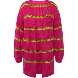 MIAMODA MIAMODA - Dames - Vest strepen open model lange mouwen - Fuchsiaroze - Maat 44+