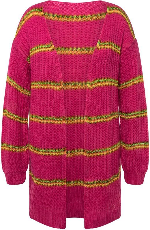 MIAMODA MIAMODA - Dames - Vest strepen open model lange mouwen - Fuchsiaroze - Maat 44+