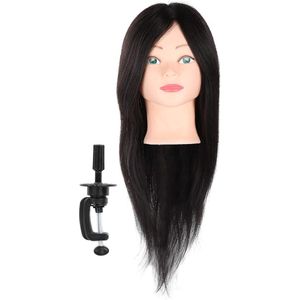 Mannequin Hoofd - Echt Menselijk Haar - Haar Kapper Cosmetologie Oefenpop Training - Haar Styling Salon Display