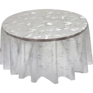 PVC tafelkleed, transparant, geteste tafelbeschermer, gemakkelijk schoon te maken en schoon te vegen, rond, 137 cm