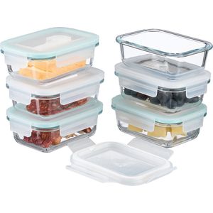 Vershoudbakjes - Set van 6 - Glas - Luchtdicht - 370 ml