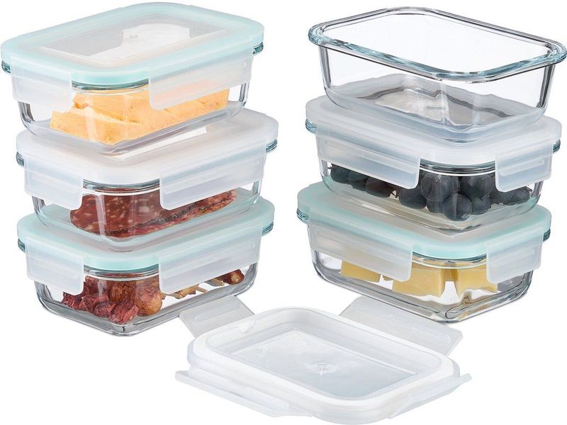 Vershoudbakjes - Set van 6 - Glas - Luchtdicht - 370 ml