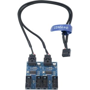 9 Pin USB Header Splitter, Motherboard 9Pin USB 2.0 Header 1 to 4 Ports Internal USB Hub Extension Adapter for CPU, WiFi Receiver, Cooling Fan, and RGB Light