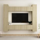 The Living Store TV-meubel - Stereokast - Kleur- Sonoma Eiken - Afmetingen (L)- 80x30x30 cm (BxDxH) - Afmetingen (M)- 30.5x30x90 cm (BxDxH)