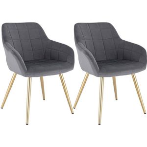 Rootz fluwelen eetkamerstoelen - stoelen met gouden poten - elegante zitplaatsen - comfortabel, duurzaam, eenvoudige montage - 43 cm x 55 cm x 81 cm
