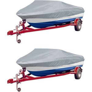 The Living Store Boat Cover - Grijs - 2 stuks - 610-671x254 cm - Duurzaam en waterafstotend