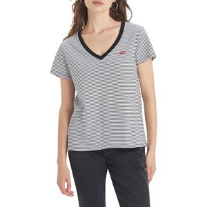 Levi's Perfect V-Neck T-Shirt Women, Annalise Stripe Cloud Dancer