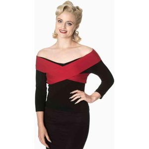 Dancing Days Off shoulder top -XL- WRAPPED IN LOVE Zwart/Rood
