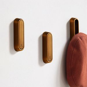 4 stuks opvouwbare onzichtbare haken van zinklegering voor badkamermuur, intrekbaar voor kledingkast, sjaal, muts, badjas, sleutel, portemonnee, tas, opvouwbare haken, minimalistische stijl (brons)