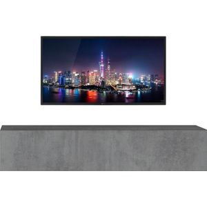 Zwevend Tv-meubel Tesla 138 cm breed in grijs beton
