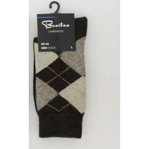 Breitex Geruite Sokken - 2 Paar - Bruin - Schotse ruit - Maat: 39/42 - Englisch Socks - 89% Wol