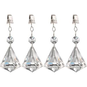 4x stuks tafelkleedgewichtjes kristallen diamant glas - Tafelkleedhangers - Tafelzeilgewichtjes