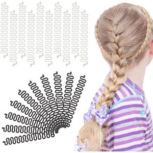 Set van 20 haarvlechtgereedschappen voor mode haarstyling - Franse haarstylingclip in zwart - Haarbreigereedschap accessoires voor meisjes en vrouwen