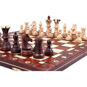 Chess the Game - Schaakspel Hout - Groot luxe houten schaakbord met schaakstukken