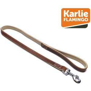 KARLIE FLAMINGO Comfort Hondenriem / Hondenlijn - Echt Leder - Bruin - L/XL - Breedte: 22 mm - Lengte: 100 cm