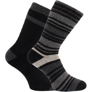 Gestreepte wollen warme sokken - prijs per 2 paar - elastan