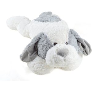 Pink Papaya Grote Knuffel Hond Lou, 100 cm XXL Pluche Hond in wit/grijs – Knuffelbeer XXL Teddybeer Speelgoed om van te Houden
