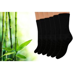 Pierre Calvini - Bamboe Sokken Dames 36 40 - 12 Paar - Lange Sokken - Zwart - Maat 36-40 - Kousen Dames - Anti Zweet