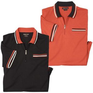 ATLAS FOR MEN - Set van 2 polo’s met ritskraag - Heren - Verkrijgbaar in grote maten - L