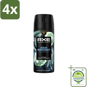 Axe Deodorant Bodyspray Aqua Bergamot 150 ml - Voordeelverpakking - 4 stuks - AXE deodorant - Aqua Bergamot deodorant