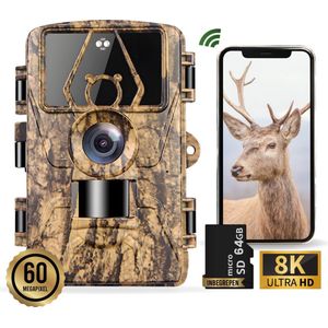 Capsy Wildcamera - 8K 60MP - Nachtzicht - WiFi - Incl. 64GB SD - Waterdicht