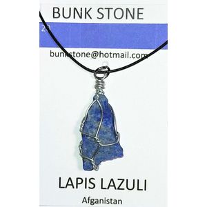 Euro 7,95 - inclusief verzendkosten - Lapis Lazuli - 100% Natuurlijke Edelsteen - Bunkstone - Hanger- Anti allergisch sieraad - Gratis koordje