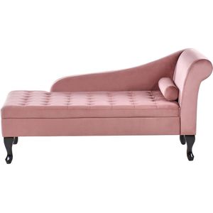 PESSAC - Chaise longue - Roze - Rechterzijde - Fluweel