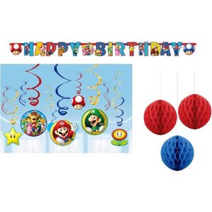 Super Mario - Feestversiering - Kinderfeest - Themafeest - Slinger - Swirlhangers - Honecomb - Versierpakket - Feestpakket.