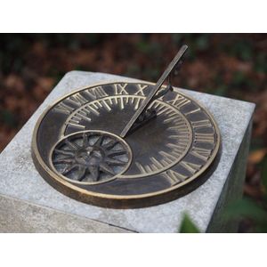Zonnewijzer - Bronzen platte zonnewijzer - Bronzartes - 10 cm hoog
