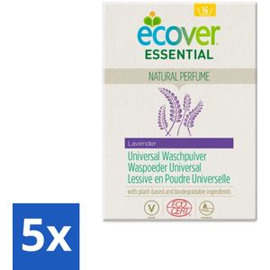5 x Ecover - Waspoeder Essential - Universal - 1,2 kg - Waspoeder - Witte Was - Plantaardig Waspoeder - Biologisch Afbreekbaar - Milieuvriendelijk Waspoeder