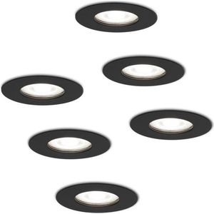 3x HOFTRONIC Bari - Waterdichte inbouwspot - LED - Rond zaagmaat 70mm - Zwart - Dimbaar - 5 Watt - 350 lumen - 230V - 6400K Daglicht wit - Verwisselbare GU10 - Plafondspots - Inbouwspot voor binnen - 2 jaar garantie