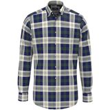 FYNCH-HATTON - Overhemd - Blauw Groen Wit - Geruit - Lange Mouw