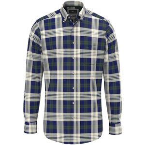 FYNCH-HATTON - Overhemd - Blauw Groen Wit - Geruit - Lange Mouw