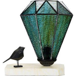 Art Deco Trade - Tiffany tafellamp / sculptuur Ballade van een Vogel Arata Green